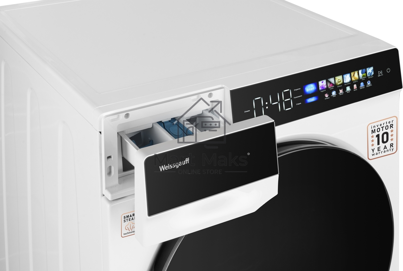 Стиральная машина Weissgauff WM 999 Full Touch DC Inverter Steam белый, загрузка фронтальная 12 кг, 1200 об/мин, класс А+++