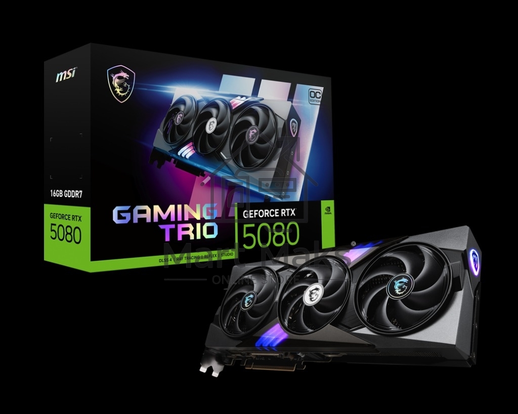 Видеокарта MSI RTX5080 GAMING TRIO OC 16GB GDDR7 256bit 3xDP HDMI 3FAN RTL
