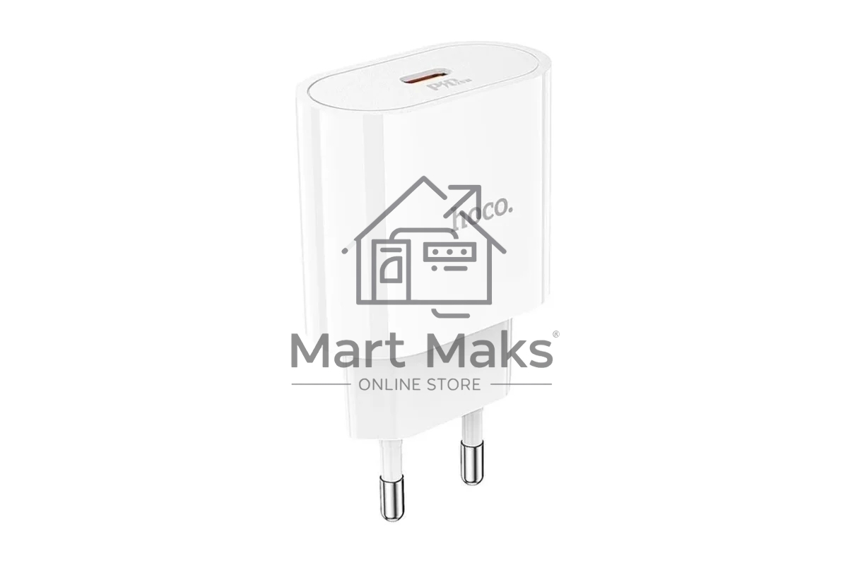 Блок питания (сетевой адаптер) HOCO C94A Metro 1xUSB-C с кабелем Type-C-Lightning, 3.0A, 20W, белый