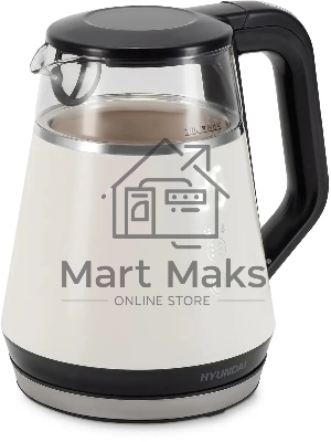 Чайник электрический Hyundai HYK-G3013 1.0 л, 2200 Вт, белый/черный корпус: стекло