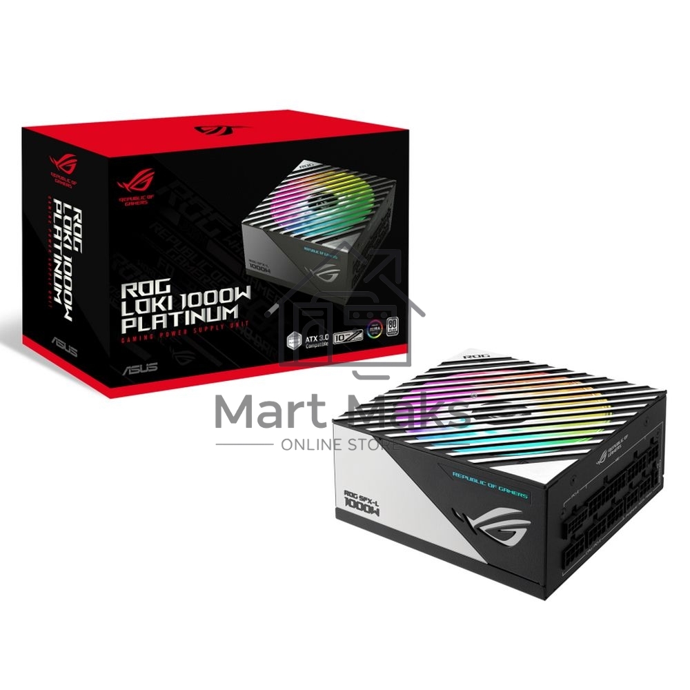 Блок питания ASUS ROG-LOKI-1000P-SFX-L GAMING (90YE00N1-B0NA00), 1000Вт, 80 PLUS Platinum, 135мм, модульный, серый и черный