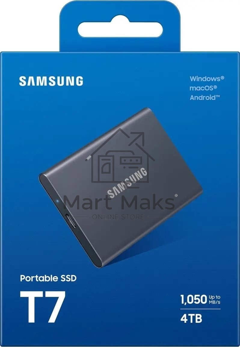 Твердотельный диск Samsung T7 Shield MU-PC2T0K серый титан, 4TB 3D NAND TLC, USB 3.2 Type-C R/W - 1050/1000 MB/s