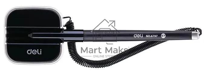 Ручка гелевая Deli E6797black черный, d=0.7мм, черные чернила, на подставке, линия 0.55мм