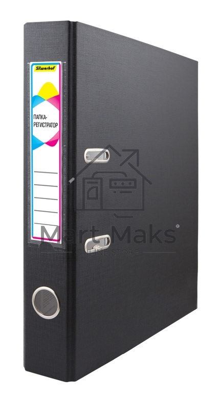 Папка-регистратор Silwerhof 1890079 A4 50мм, ПВХ/бумага черный, без окантовки, сборная, сменный карман на корешке