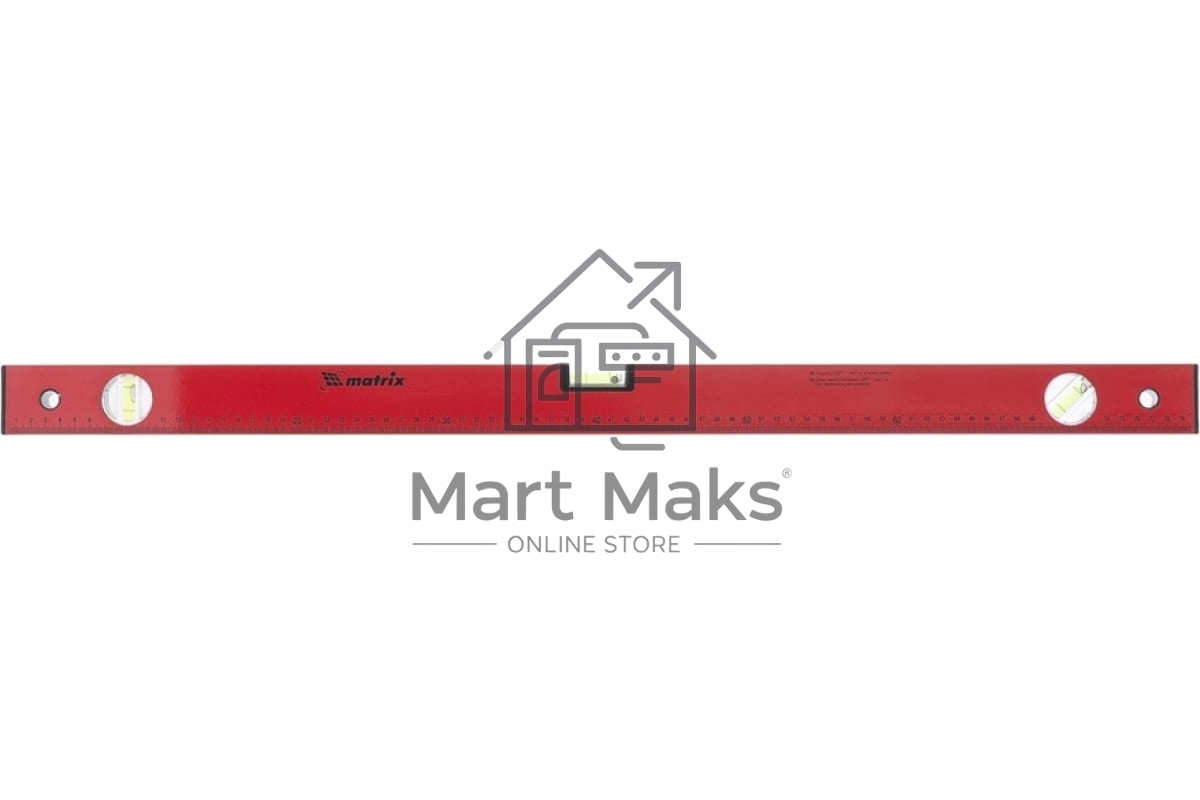Уровень 800 мм MATRIX 3 глазка, линейка, алюминиевый, красный, 33226
