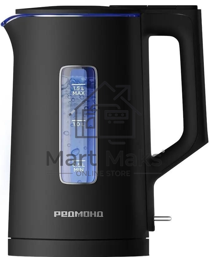 Чайник электрический Redmond KG255 1.5л. 1500Вт черный корпус: стекло