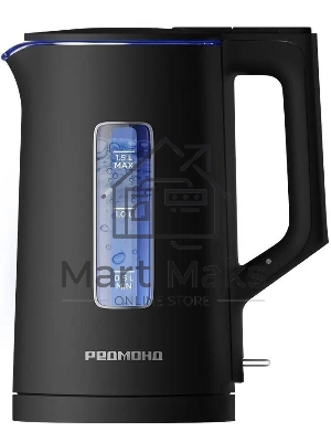 Чайник электрический Redmond KG255 1.5л. 1500Вт черный корпус: стекло