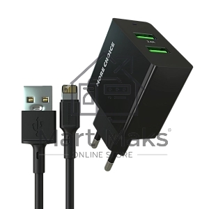 Зарядное устройство MORE CHOICE (4610196409875) NC11i 2USB 2.4A для Lightning 8-pin черный