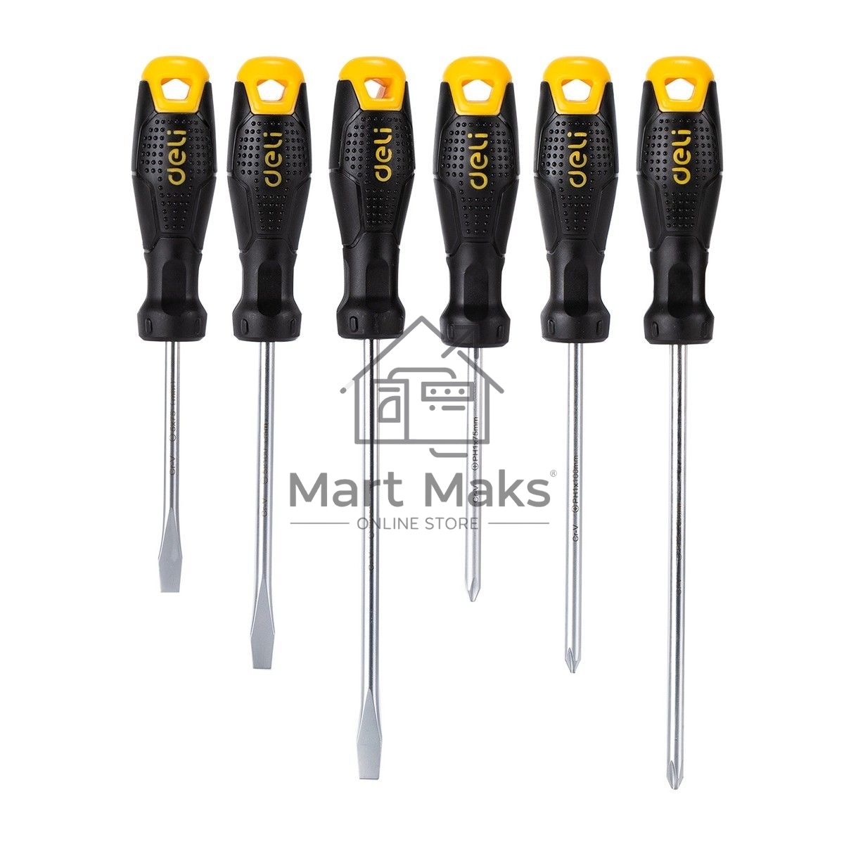 Набор отверток Deli DL620006 6шт SL5x75 + SL5x100 + SL6x150 + PH1x75 + PH1x100 + PH2x150