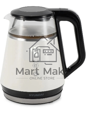 Чайник электрический Hyundai HYK-G3013 1.0 л, 2200 Вт, белый/черный корпус: стекло