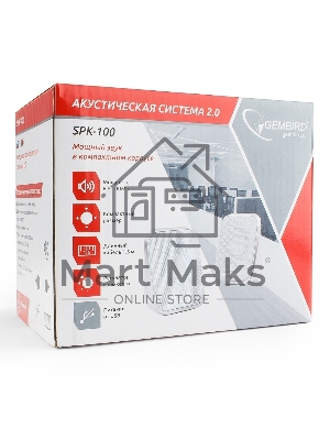 Акустическая система 2.0 Gembird SPK-100-W, белый, 6 Вт, регулятор громкости, USB-питание