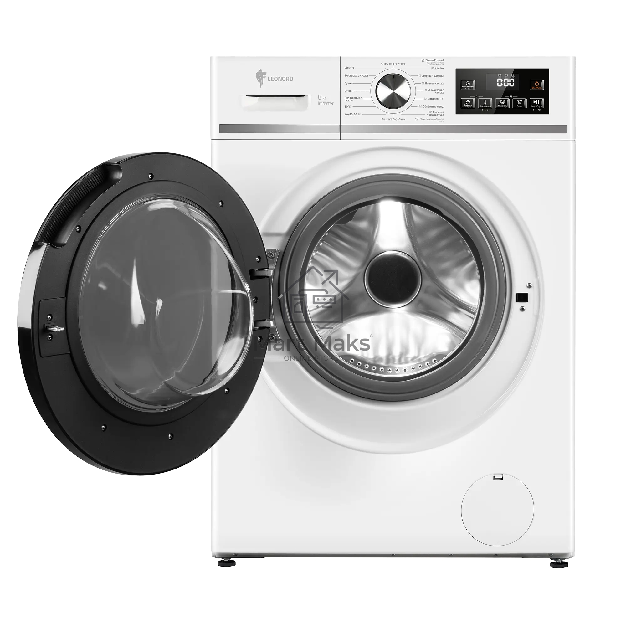 Стиральная машина с сушкой LEONORD LWM-103812D (109591) белая, загрузка фронтальная 8кг, 1200 об/мин., класс: B