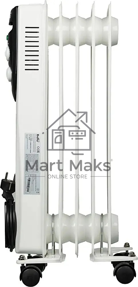 Обогреватель масляный Ballu Classic BOH/CL-05WRN (5 секций), белый, 1000 Вт, 15 м2, термостат