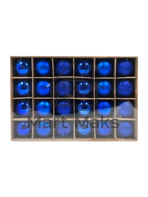 Набор елочных шаров Winter Glade пластик, 6 см, 24 шт, синий микс, 6024G004 Набор елочных шаров Winter Glade пластик, 6 см, 24 шт, синий микс, 6024G004