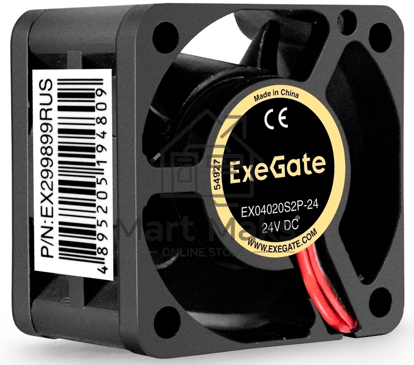 Вентилятор корпусной ExeGate EX04020S2P-24, 40 мм, 7000 об/мин, 29 дБ, 2 pin, без подсветки