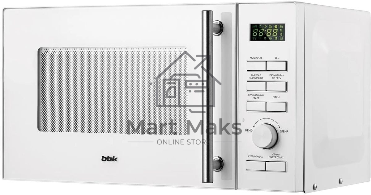 Микроволновая печь BBK 23MWS-951T/W белый, 23 л, 900 Вт, переключатели - кнопки/поворотный механизм
