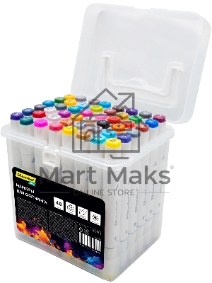 Набор маркеров для скетчинга Silwerhof Idea, двойной пишущий наконечник, 1-7мм, 48 цветов (48шт.) пластиковая коробка