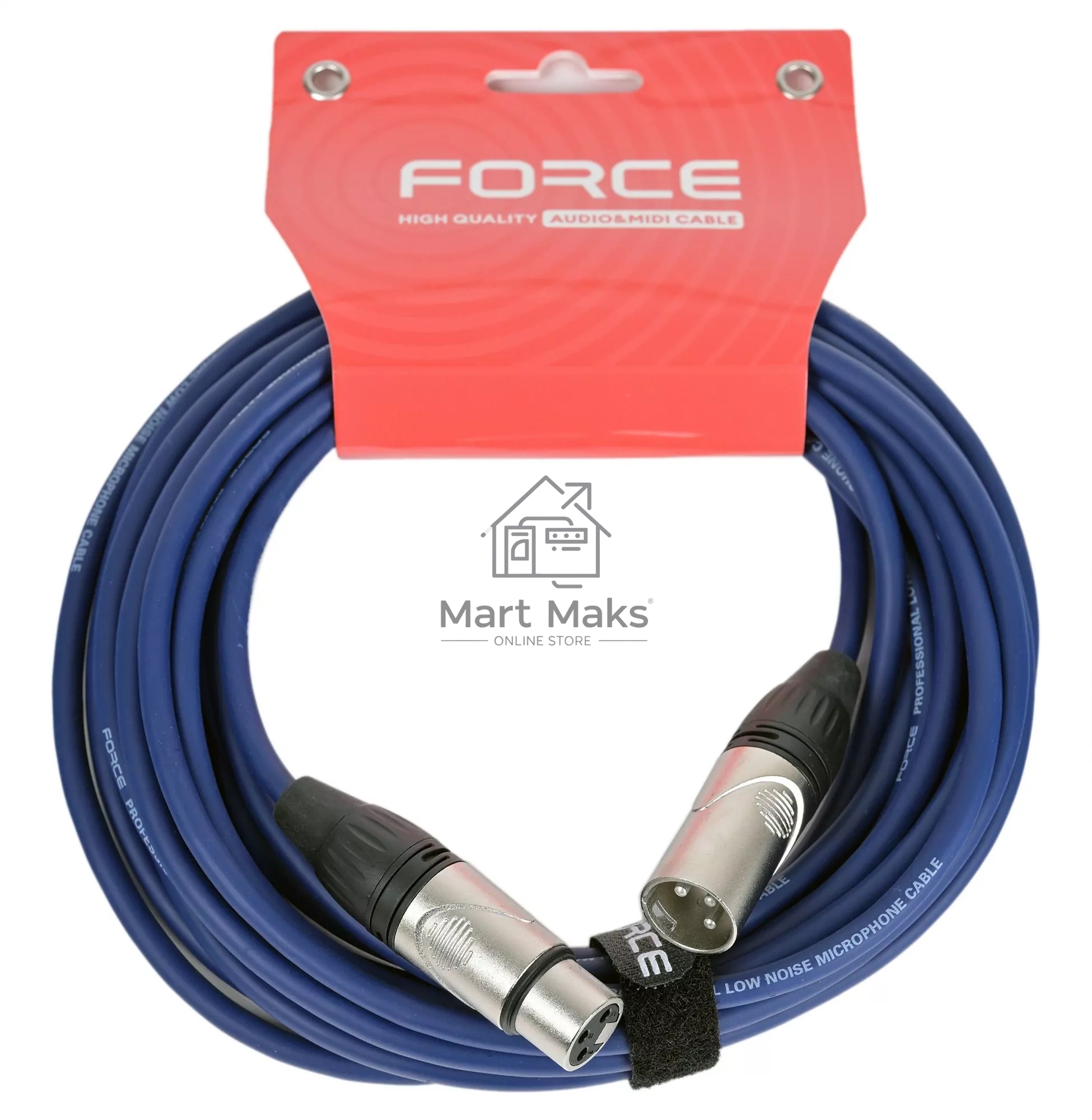 Кабель микрофонный FORCE FMC-05/6 BLXLR (M) - XLR (F), высококачественный балансный, малошумящий с проводниками из безкислородной меди OFC, диаметр 6 мм, профессиональные металлические разъемы, длина 3 м, цвет синий