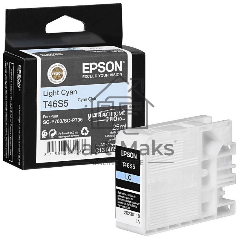 Картридж струйный Epson T46S5 (C13T46S500) светло-голубой (25 мл) для SureColor SC-P700