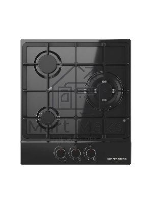 Варочная поверхность Kuppersberg, газ, High-Tech, 45 см, автоматический электроподжиг, газ-контроль, SABAF конфорки, чугунные решетки, WOK конфорка, цвет черный, цвет фурнитуры черный