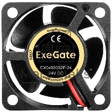 Вентилятор корпусной ExeGate EX04020S2P-24, 40 мм, 7000 об/мин, 29 дБ, 2 pin, без подсветки