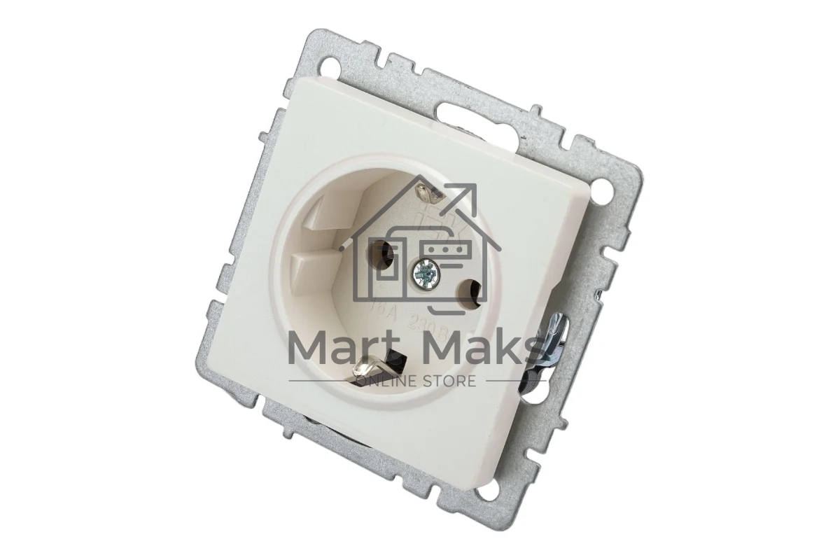 Розетка 1-местная IEK BRITE 16А РС11-1-0-БрЖ с заземлением, без защитных шторок, 16А, жемчуг