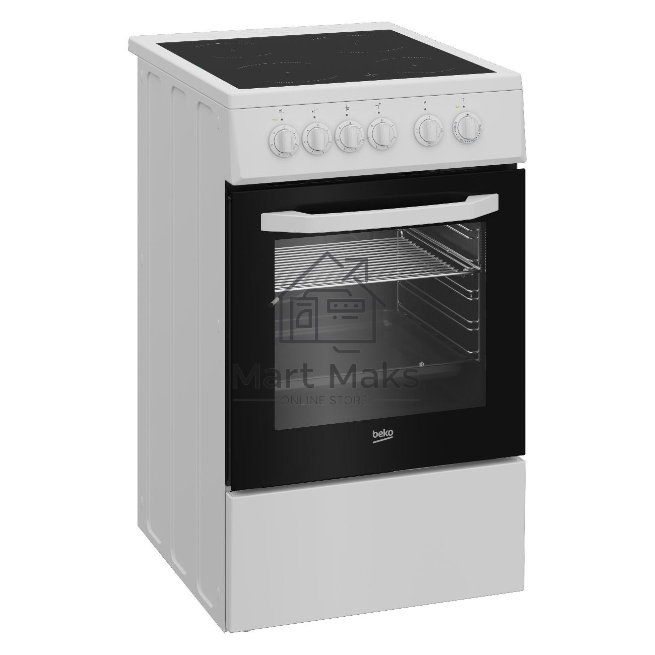 Плита электрическая Beko FFSS57001W белый, конфорок 4 шт, духовка 60 л, 50 см x 85 см x 60 см