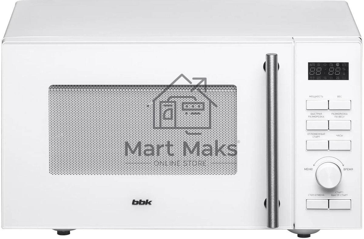 Микроволновая печь BBK 23MWS-951T/W белый, 23 л, 900 Вт, переключатели - кнопки/поворотный механизм