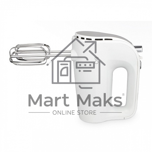 Миксер BQ MX423 White-Steel, Мощность 500 Вт, 5 скоростных режимов, Режим ТУРБО