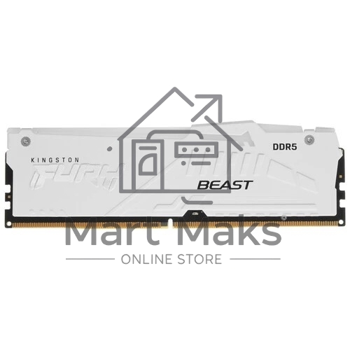 Оперативная память Kingston Fury Beast, DDR5, 16GB (1x16GB), 5600MHz, CL40, DIMM, радиатор, RGB, белый