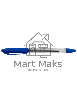 Ручка шариковая Buro прозрачный/синий, d=0.7мм, синие чернила, сменный стержень, линия 0.5мм, резиновая манжета без инд. Маркировки