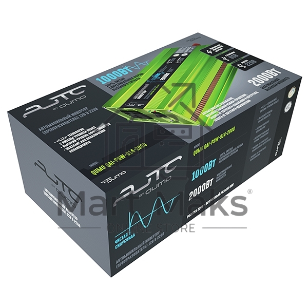 Автомобильный инвертор (преобразователь) 12В в 220В, Модель QUMO QAI-PSW-914-2000 (AVCPSW-Q2000)