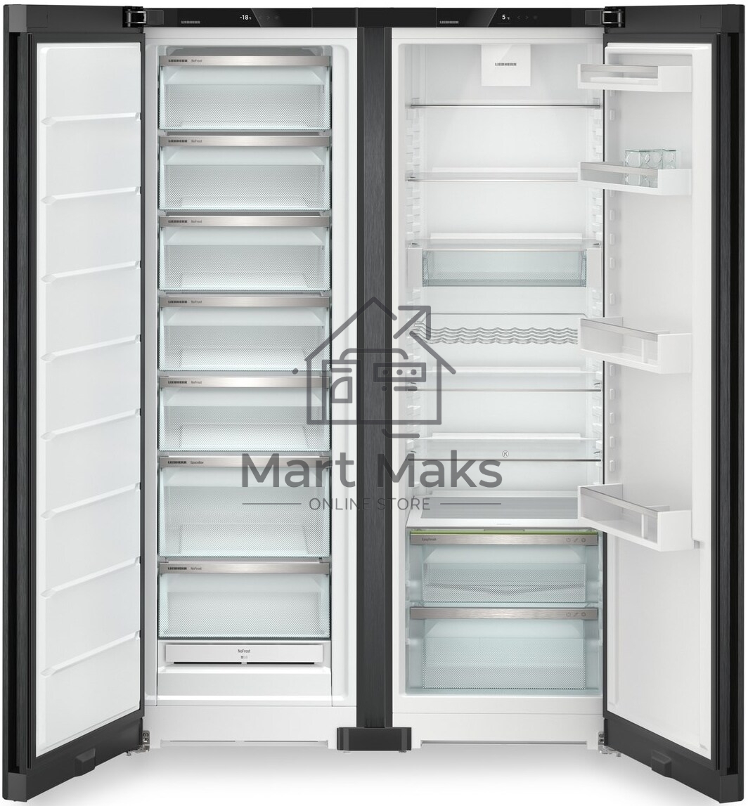 Холодильник Liebherr Комбинация XRFbd 5220-22 001 (SFNbdd 5227-22 001 + SRbdd 5220-22 001) черный двухкамерный 398/271л морозилка сбоку, No Frost, Side by Side