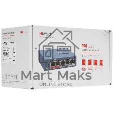 Коммутатор HiWatch SWT-1105P, 4×100 Мбит/с PoE + 1×1 Гбит/с, настраиваемый