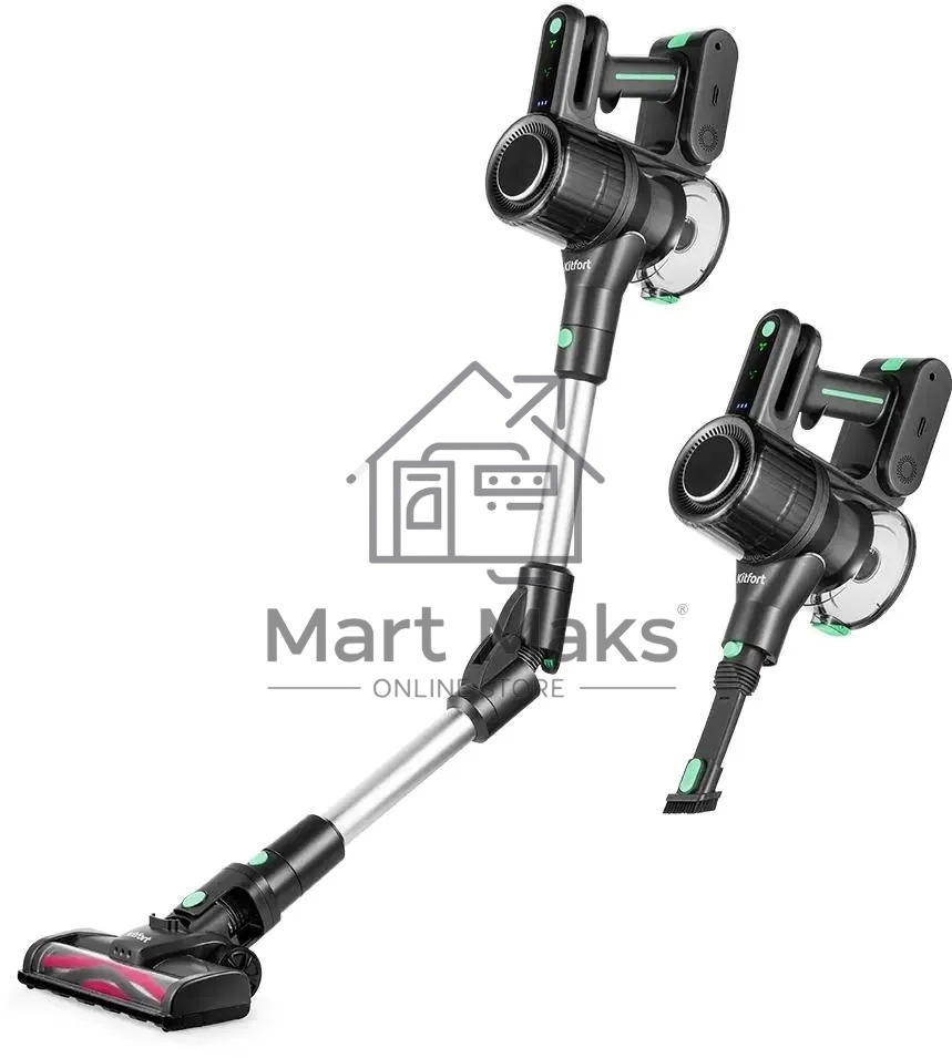 Пылесос ручной Kitfort КТ-5168 зеленый/черный, питание от аккумулятора, 75 Вт, уборка сухая, пылесборник 0.5 л, работа от АКБ max 32 мин.