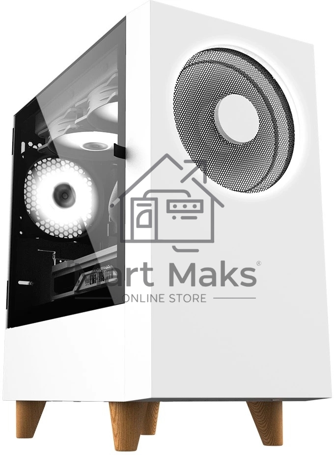 Компьютерный корпус WIZMAX EM1 Woofer, mATX, mITX белый, Mini-Tower, без БП, TG, 1x160mm + 1x120mm LED, 1xUSB-A 3.0 + 2xUSB-A 2.0