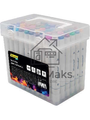 Набор маркеров для скетчинга Silwerhof Idea, двойной пишущий наконечник, 1-7мм, 60 цветов (60шт.) пластиковая коробка