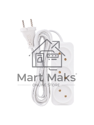 Удлинитель 3 гнезда 3 метра 6А/1,35кВт без заземления ШВВП 2х0,75 (SBE-10-3-03-F)