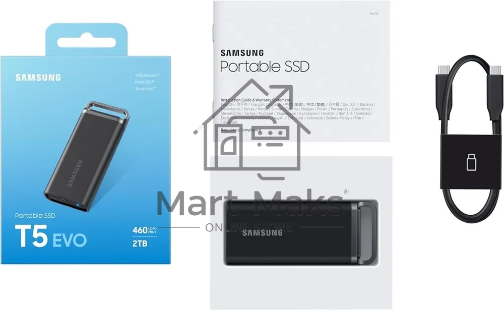 Внешний накопитель SSD Samsung T5 EVO External 2Tb (1024GB) BLACK USB 3.2 (MU-PH2T0S/WW) 1year
