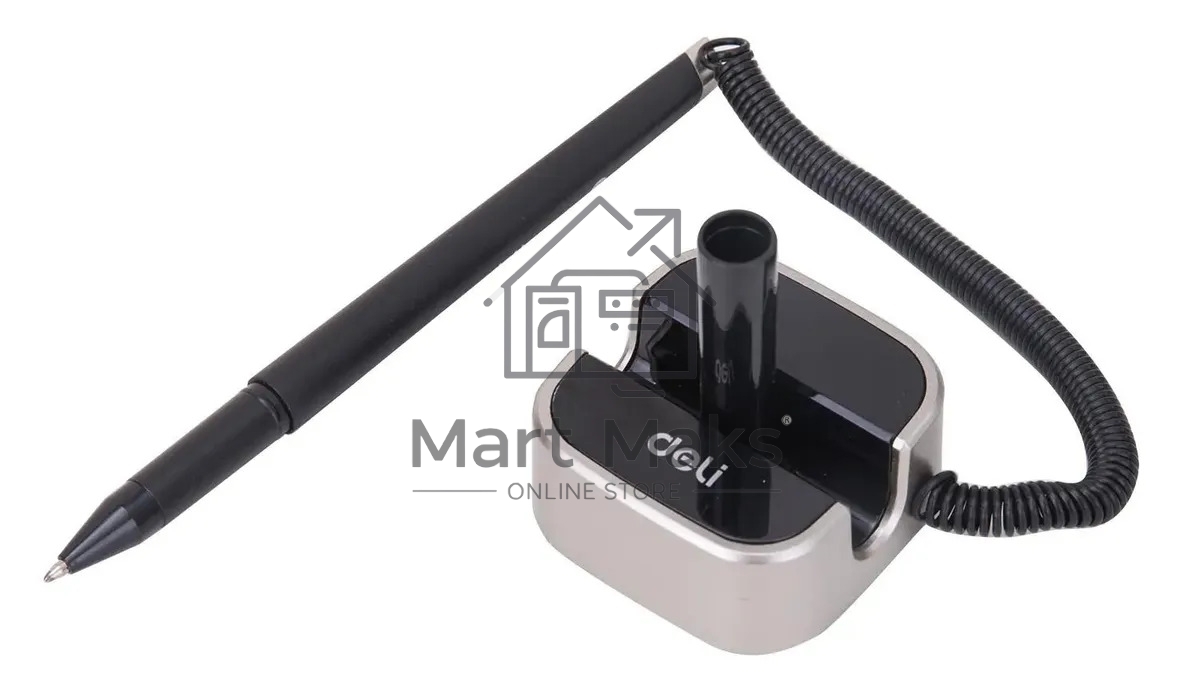 Ручка гелевая Deli E6797black черный, d=0.7мм, черные чернила, на подставке, линия 0.55мм