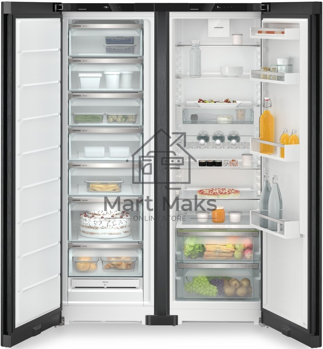 Холодильник Liebherr Комбинация XRFbd 5220-22 001 (SFNbdd 5227-22 001 + SRbdd 5220-22 001) черный двухкамерный 398/271л морозилка сбоку, No Frost, Side by Side