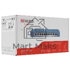 Коммутатор HiWatch DS-S1008GP, 8×1 Гбит/с PoE + 1×1 Гбит/с + 1×1 Гбит/с SFP, неуправляемый