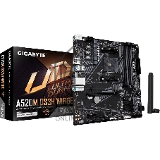Материнская плата Gigabyte A520M DS3H WIFI6E, AM4, AMD A520, 4xDDR4, 4xSATA, 1xM.2, 1xPCIe 3.0 x16, 1xPCIe 3.0 x1, 1xHDMI, 1xDP, 1x1Gb LAN, Wi-Fi 6E, Bluetooth 5.3, 4xUSB-A 5Gbps, 4xUSB-A 2.0, 1xPS/2, 3x3.5 мм, 7.1, mATX