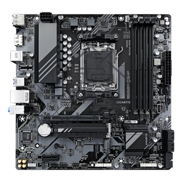 Материнская плата Gigabyte B650M D3HP, AM5, AMD B650, 4xDDR5, 4xSATA, 2xM.2, 1xPCI-E 4.0 x16, 1xPCI-E x1, 1xHDMI, 2xDP, 1x 2.5Gb LAN, 3xUSB-A 3.2 Gen 1, 2xUSB-A 2.0, 1xUSB-C 3.2 Gen 1, 3x3.5 мм, 7.1, Micro-ATX