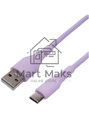 Кабель USB2.0 Cablexpert CC-USB2S-AMCM-1M-V AM/Type-C, 3А, 18Вт, QC3.0, силиконовый, медь, 1м, фиолетовый, пакет