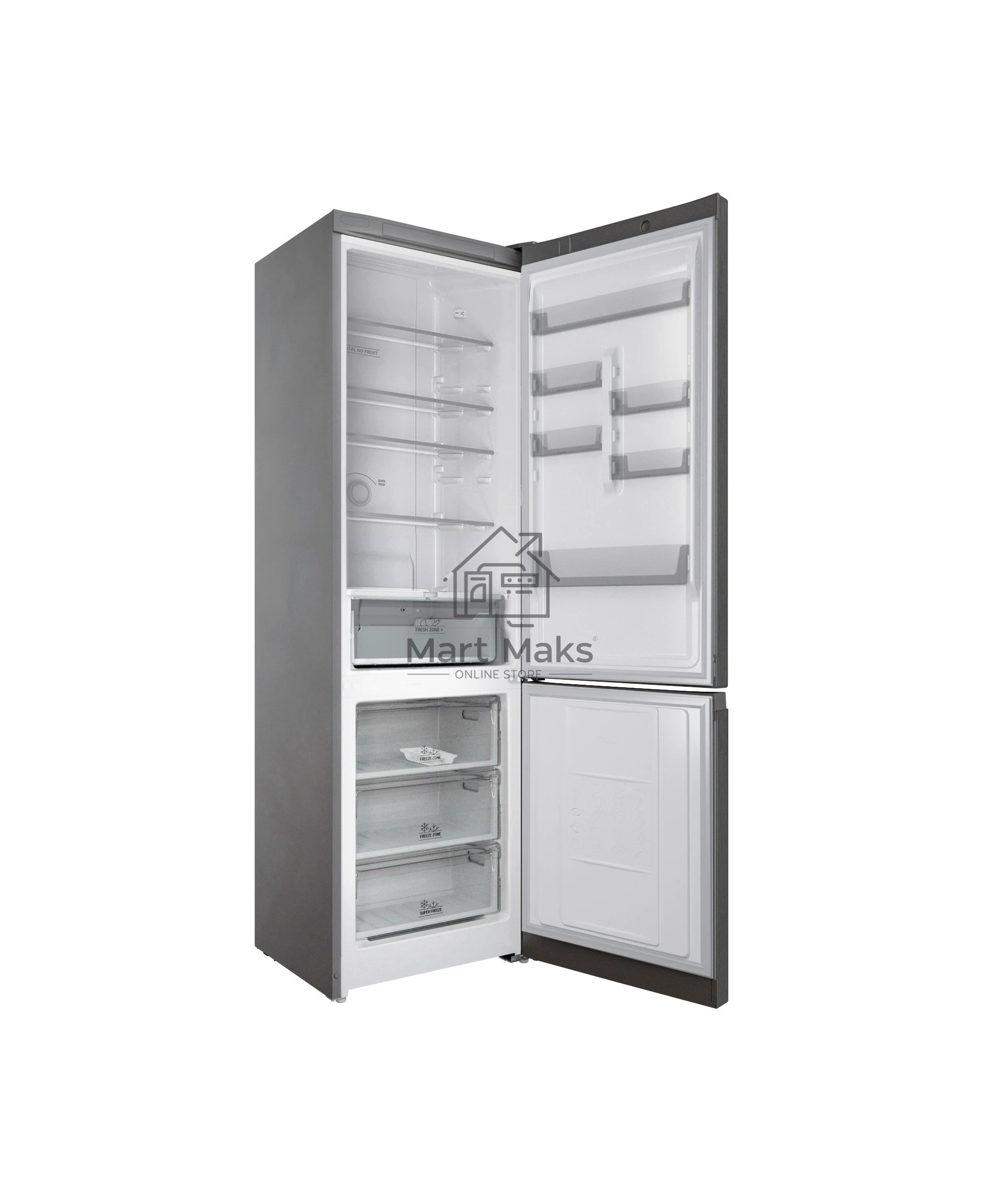 Холодильник Hotpoint HT 6200 MX нержавеющая сталь двухкамерный 240/83л морозилка снизу, No Frost