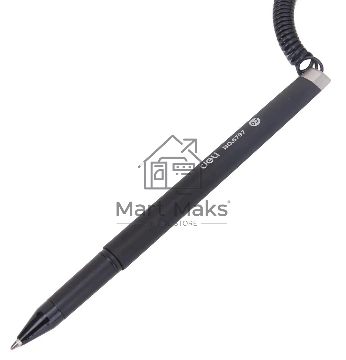Ручка гелевая Deli E6797black черный, d=0.7мм, черные чернила, на подставке, линия 0.55мм