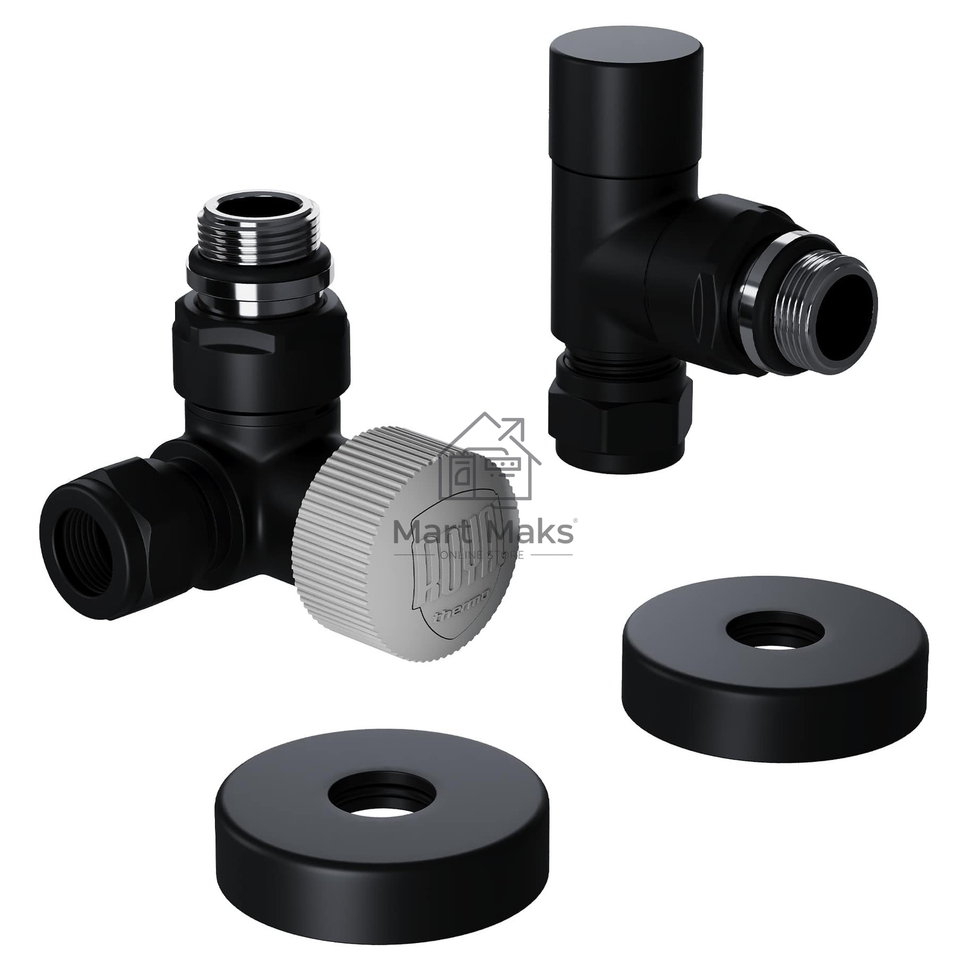 Набор термостатический трехосевой Royal Thermo Design Pro 15мм М30х1,5 черный Набор термостатический трехосевой Royal Thermo Design Pro 15мм М30х1,5 черный