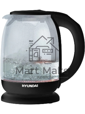 Чайник электрический Hyundai HYK-S3809 1.7 л, 2200 Вт, черный (корпус: стекло)
