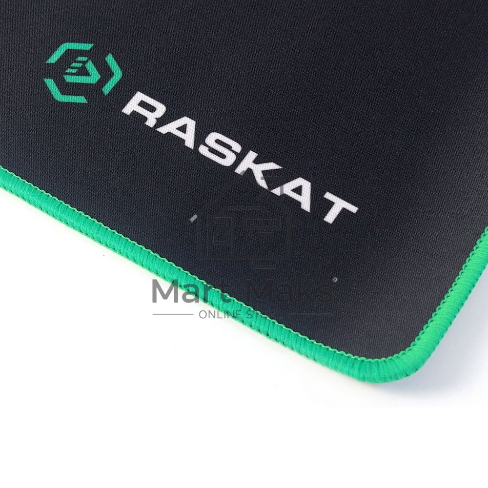 Коврик для мышки Raskat XP18 черный с зеленым, ACD-XP18-RRB тканевый, 400х450х3мм, нейлон + резина, обшитый, RTL